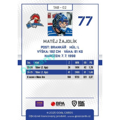 2025/26 Goal Cards Maxa liga #TAB-02 Matěj Žajdlík