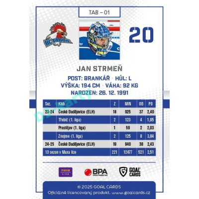 2025/26 Goal Cards Maxa liga #TAB-01 Jan Strmeň