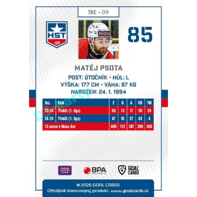 2025/26 Goal Cards Maxa liga #TRE-09 Matěj Psota