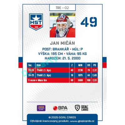 2025/26 Goal Cards Maxa liga #TRE-02 Jan Mičán