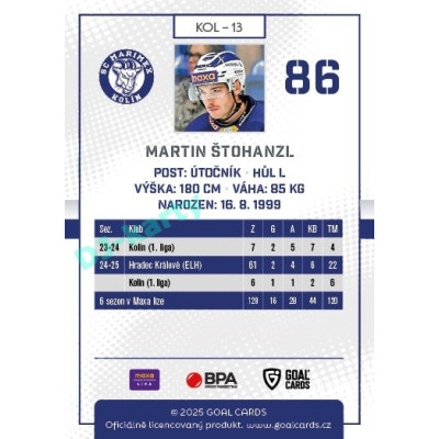 2025/26 Goal Cards Maxa liga #KOL-13 Martin Štohanzl
