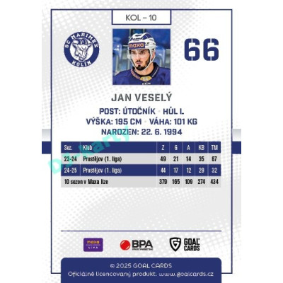 2025/26 Goal Cards Maxa liga #KOL-10 Jan Veselý