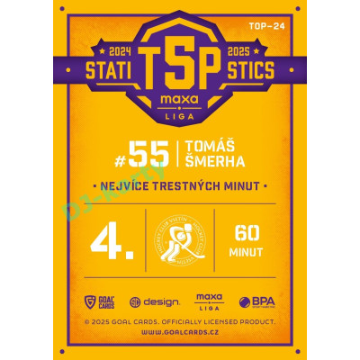 2025/26 Goal Cards Maxa liga #TOP-24 Tomáš Šmerha Top 5 Statistics