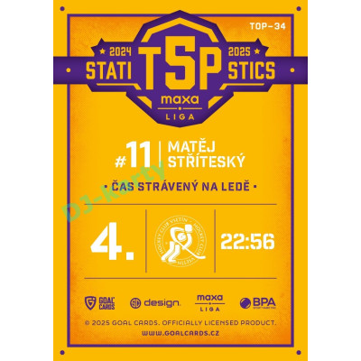 2025/26 Goal Cards Maxa liga #TOP-34 Matěj Stříteský Top 5 Statistics