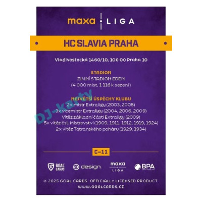2025/26 Goal Cards Maxa liga #C-11 HC Slavia Praha Team Logo