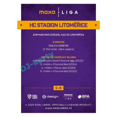 2025/26 Goal Cards Maxa liga #C-05 HC Stadion Litoměřice Team Logo