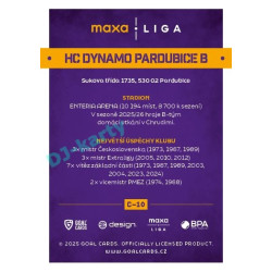 2025/26 Goal Cards Maxa liga #C-10 HC Dynamo Pardubice B Team Logo