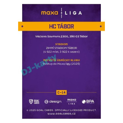 2025/26 Goal Cards Maxa liga #C-14 HC Tábor Team Logo