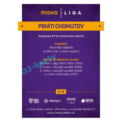2025/26 Goal Cards Maxa liga #C-09 Piráti Chomutov Team Logo