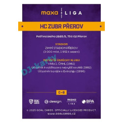 2025/26 Goal Cards Maxa liga #C-08 HC ZUBR Přerov Team Logo