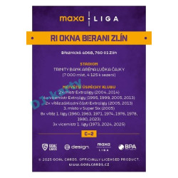 2025/26 Goal Cards Maxa liga #C-02 RI Okna Berani Zlín Team Logo