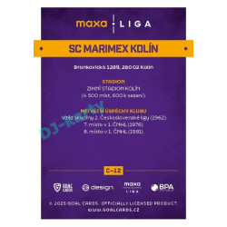 2025/26 Goal Cards Maxa liga #C-12 SC Marimex Kolín Team Logo