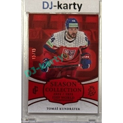 2024/25 LC Repre serie 2 #WCH-08 Tomáš Kundrátek IIHF World Championship 2025 Season Collection Red xx/15