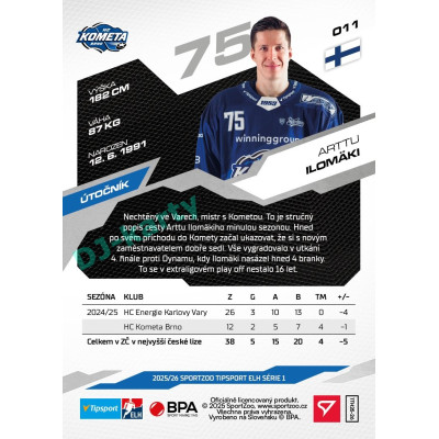 2025/26 Sportzoo ELH 1. serie #011 Arttu Ilomäki