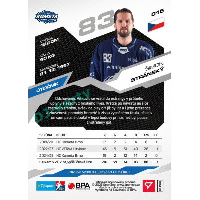 2025/26 Sportzoo ELH 1. serie #015 Šimon Stránský