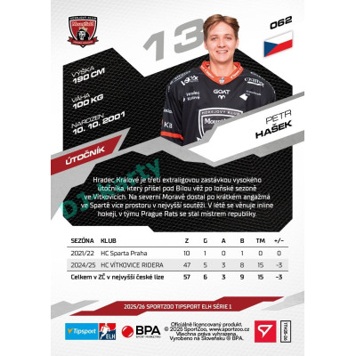 2025/26 Sportzoo ELH 1. serie #062 Petr Hašek