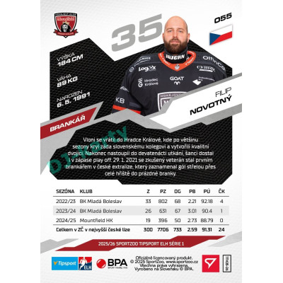 2025/26 Sportzoo ELH 1. serie #055 Filip Novotný