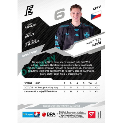 2025/26 Sportzoo ELH 1. serie #077 Matteo Kočí