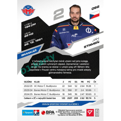 2025/26 Sportzoo ELH 1. serie #092 Jan Strmeň