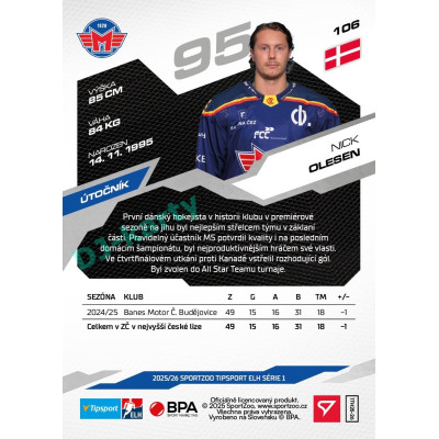 2025/26 Sportzoo ELH 1. serie #106 Nick Olesen