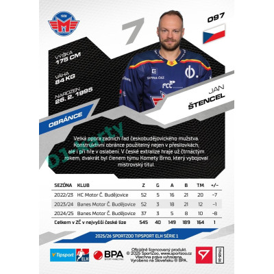 2025/26 Sportzoo ELH 1. serie #097 Jan Štencel