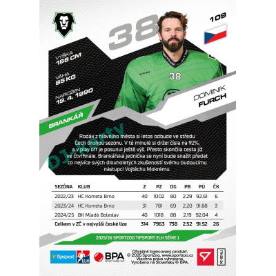 2025/26 Sportzoo ELH 1. serie #109 Dominik Furch