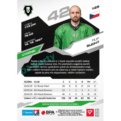 2025/26 Sportzoo ELH 1. serie #125 Filip Suchý