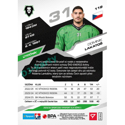 2025/26 Sportzoo ELH 1. serie #119 Dominik Lakatoš
