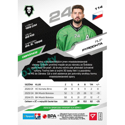 2025/26 Sportzoo ELH 1. serie #114 Filip Pyrochta