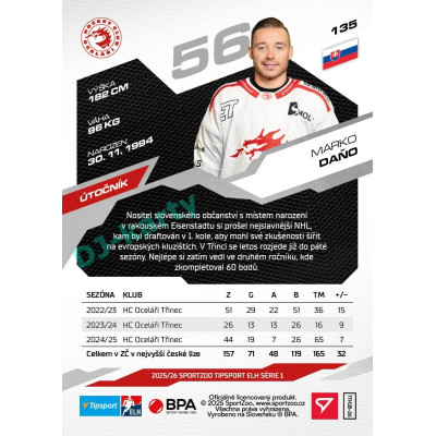 2025/26 Sportzoo ELH 1. serie #135 Marko Daňo