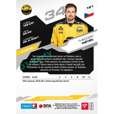2025/26 Sportzoo ELH 1. serie #161 Theodor Pištěk