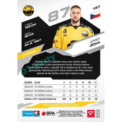 2025/26 Sportzoo ELH 1. serie #157 Josef Jícha