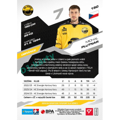 2025/26 Sportzoo ELH 1. serie #150 Michal Plutnar
