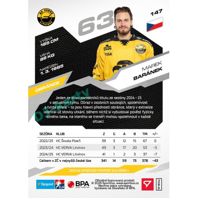 2025/26 Sportzoo ELH 1. serie #147 Marek Baránek