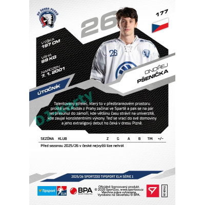 2025/26 Sportzoo ELH 1. serie #177 Ondřej Pšenička