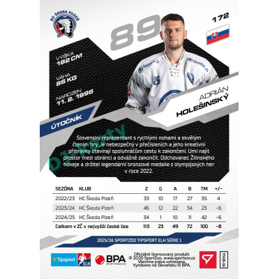 2025/26 Sportzoo ELH 1. serie #172 Adrián Holešinský