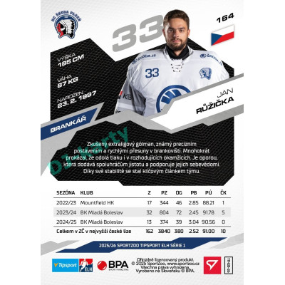 2025/26 Sportzoo ELH 1. serie #164 Jan Růžička