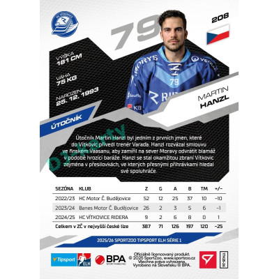 2025/26 Sportzoo ELH 1. serie #208 Martin Hanzl