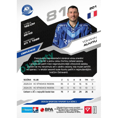 2025/26 Sportzoo ELH 1. serie #201 Yohann Auvitu