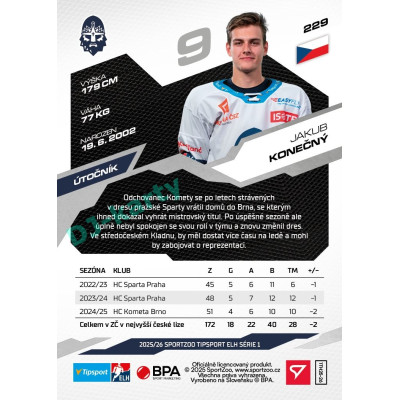2025/26 Sportzoo ELH 1. serie #229 Jakub Konečný