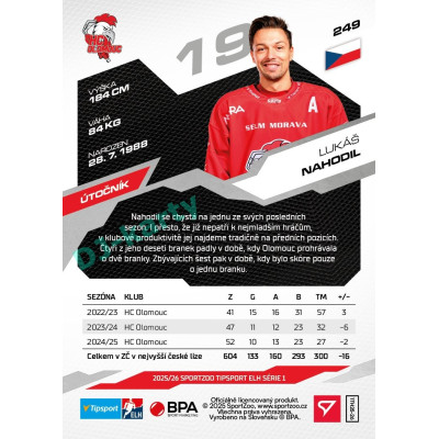 2025/26 Sportzoo ELH 1. serie #249 Lukáš Nahodil