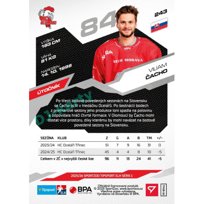 2025/26 Sportzoo ELH 1. serie #243 Viliam Čacho
