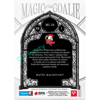 2025/26 Sportzoo ELH 1. serie #MG-18 Matěj Machovský Magic of the Goalie