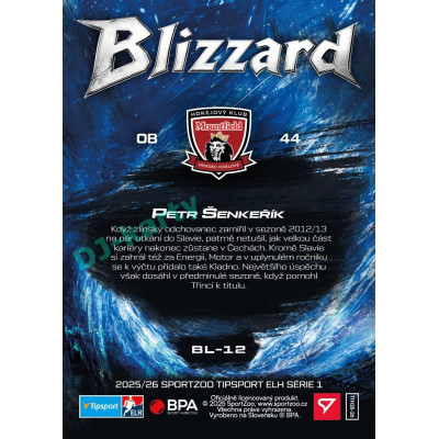 2025/26 Sportzoo ELH 1. serie #BL-12 Petr Šenkeřík Blizzard