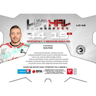 2025/26 Sportzoo ELH 1. serie #LC-15 Marko Daňo Lethal Cannoneers 