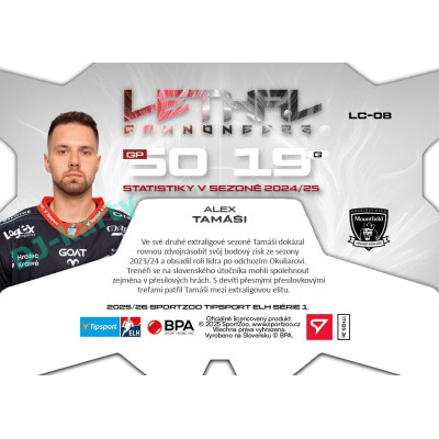 2025/26 Sportzoo ELH 1. serie #LC-08 Alex Tamáši Lethal Cannoneers 