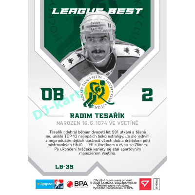 2025/26 Sportzoo ELH 1. serie #LB-35 Radim Tesařík League Best