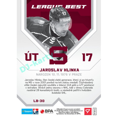2025/26 Sportzoo ELH 1. serie #LB-30 Jaroslav Hlinka League Best