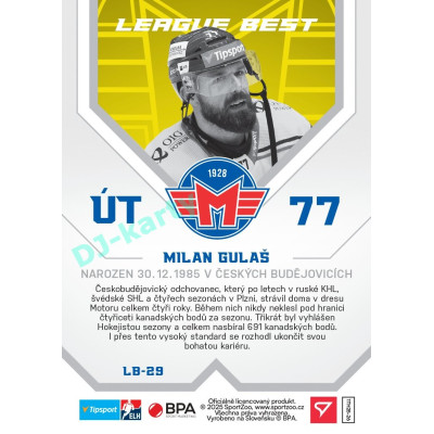 2025/26 Sportzoo ELH 1. serie #LB-29 Milan Gulaš League Best