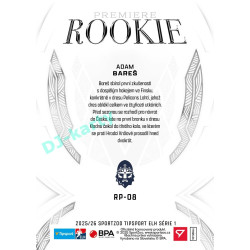 2025/26 Sportzoo ELH 1. serie #RP-08 Adam Bareš Rookie Premiere